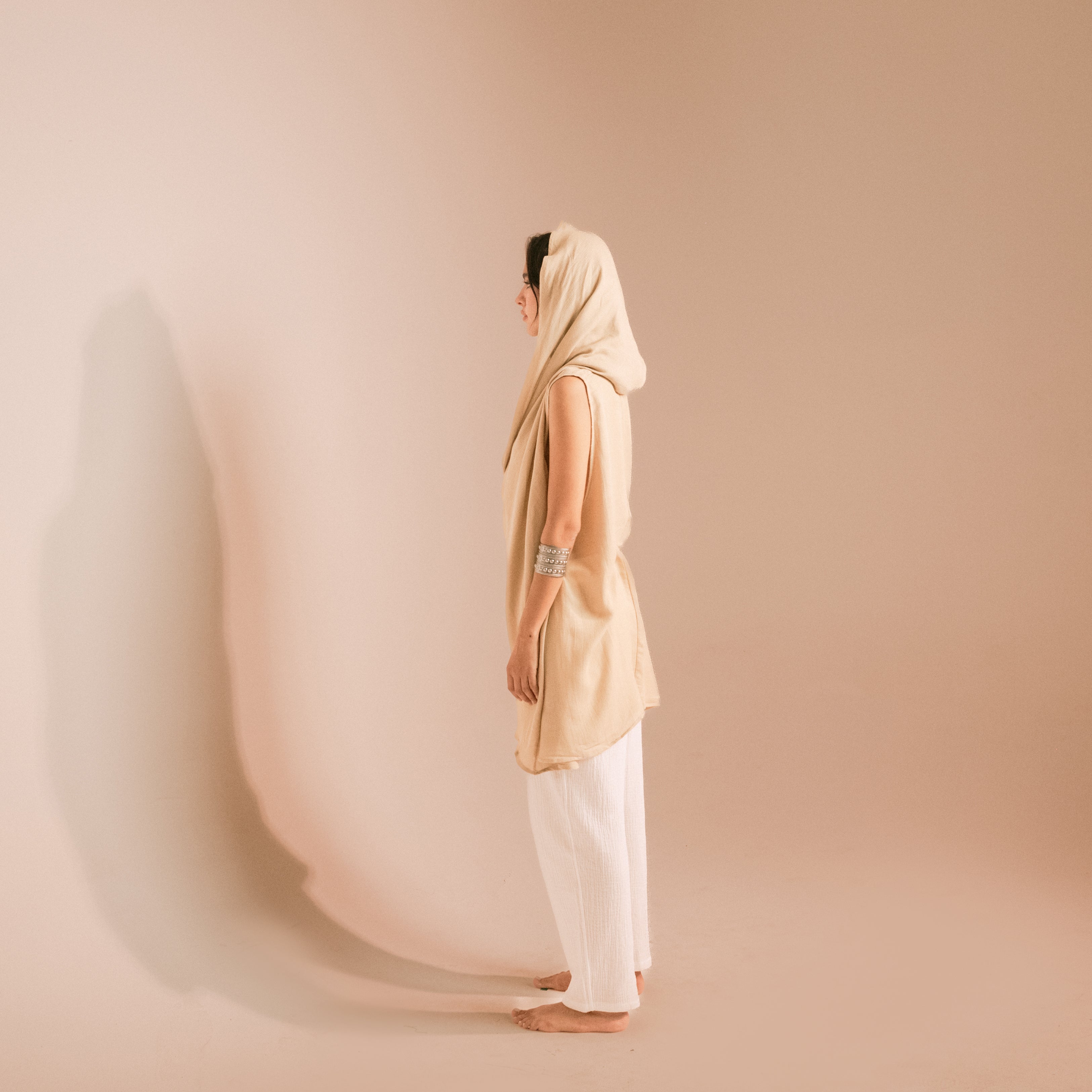 Mesh Cotton Cardigan With Hood