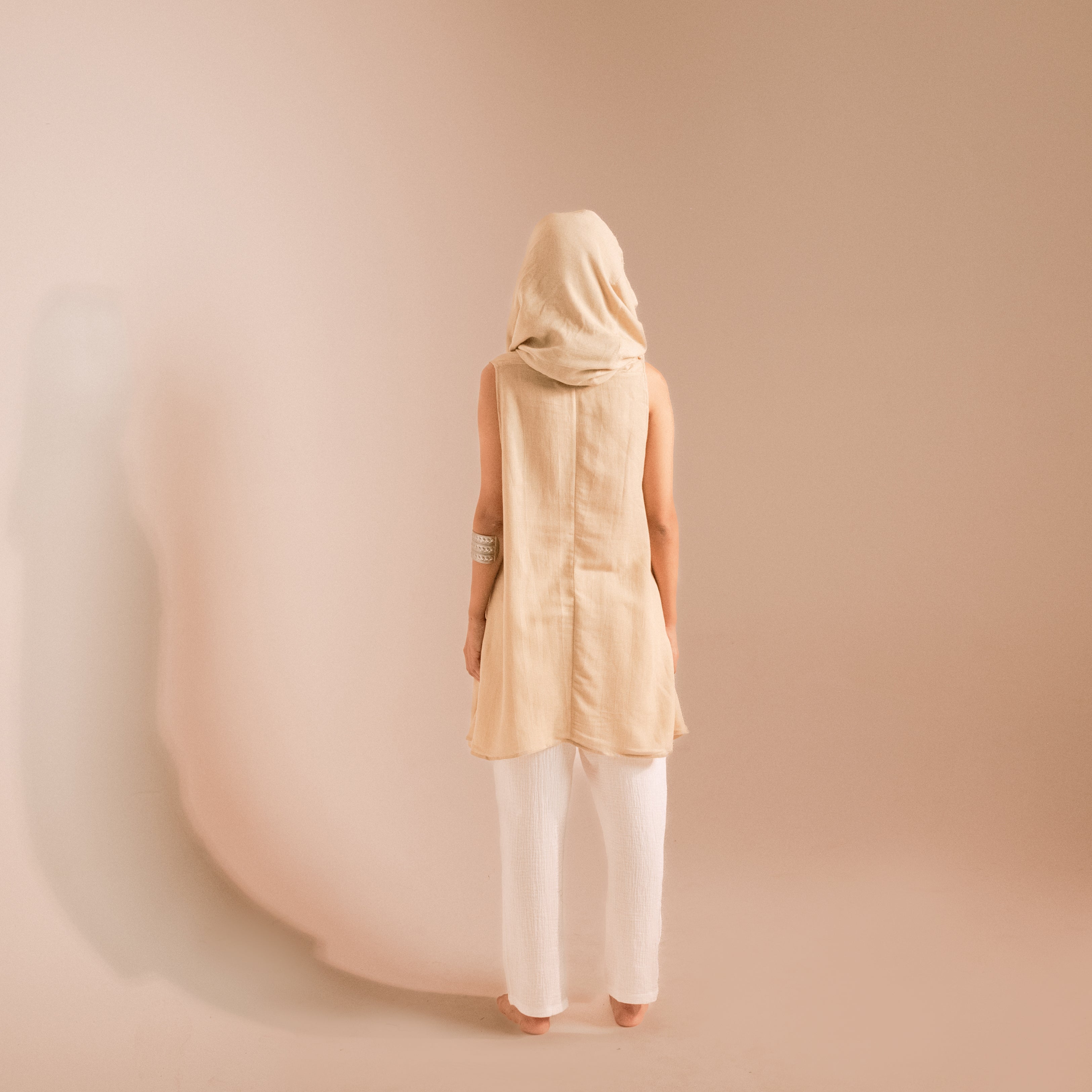 Mesh Cotton Cardigan With Hood