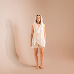 Mesh Cotton Cardigan With Hood