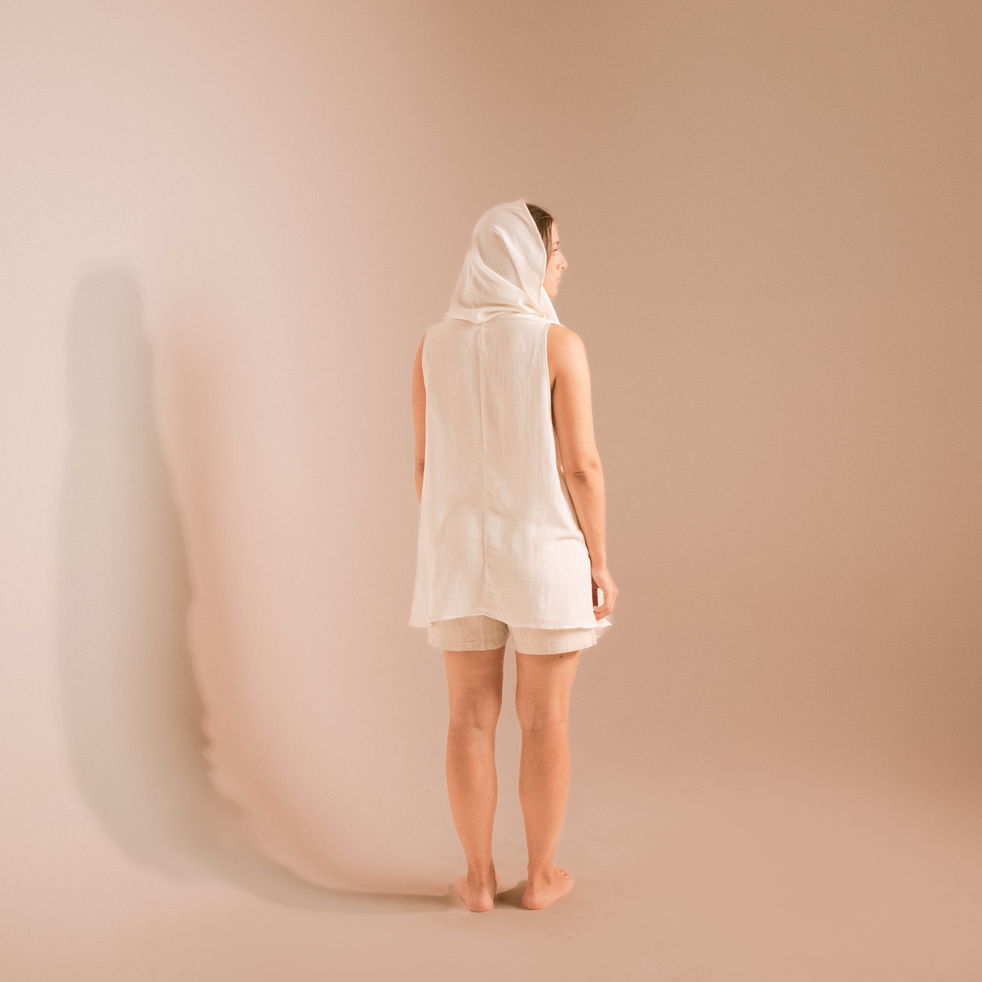 Mesh Cotton Cardigan With Hood