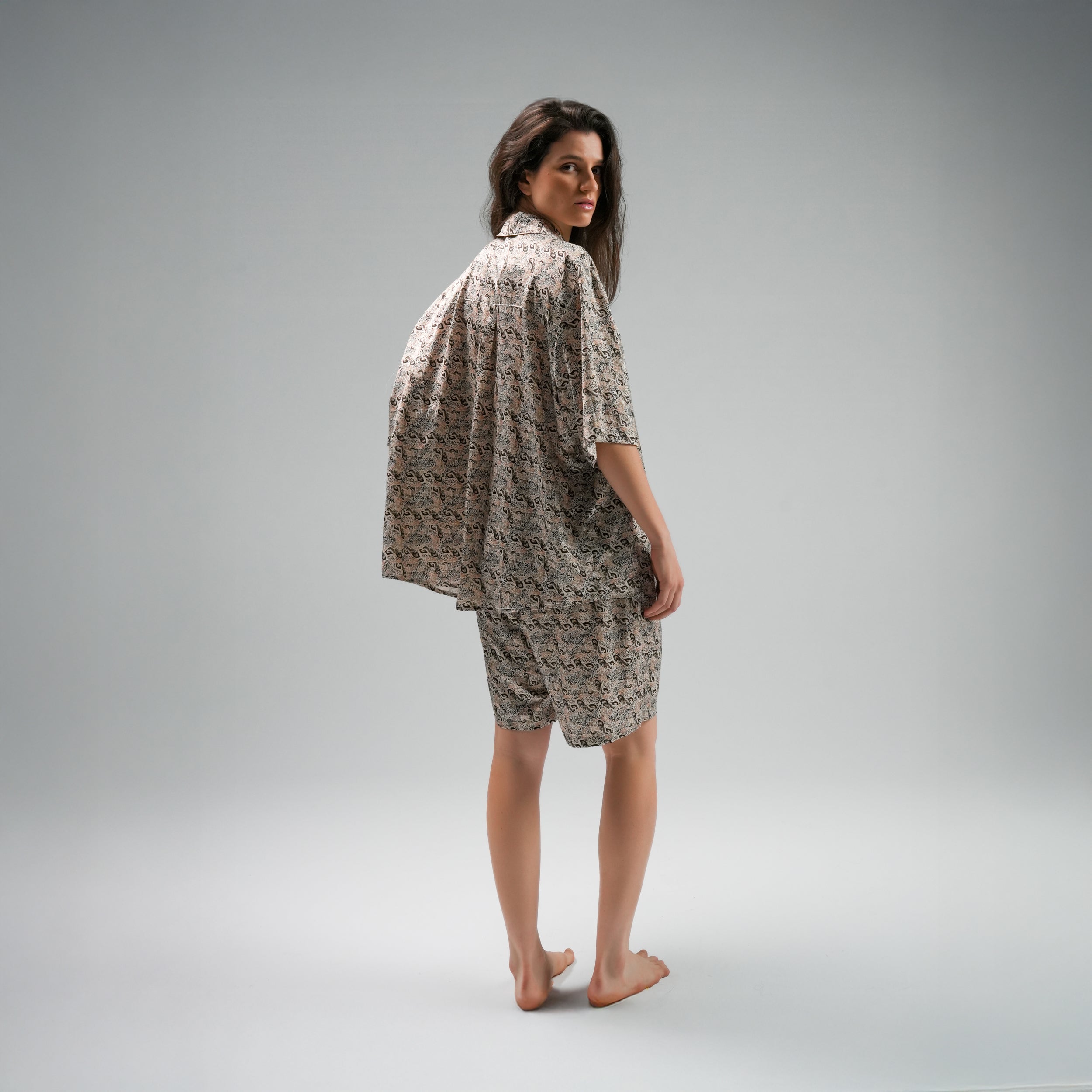 Beige Leopard Shorts