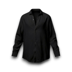 NESHOW black long sleeve soft linen shirt with relaxed fit, perfect for casual wear and warm weather.