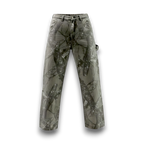NESHOW grey camouflage print wide-leg carpenter jeans with cargo pockets and reinforced stitching. Made from premium denim.