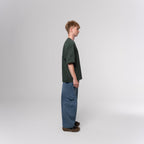 NESHOW dark green oversized 320 gsm sustainable cotton t-shirt with random number print on front and logo on back.