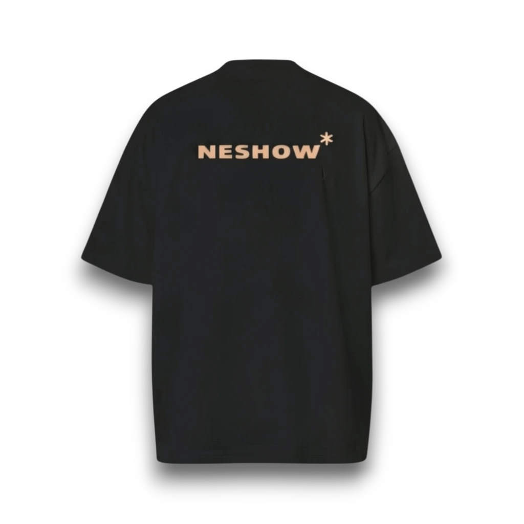 NESHOW white oversized t-shirt made from 320 gsm sustainable cotton with a small logo on the back.